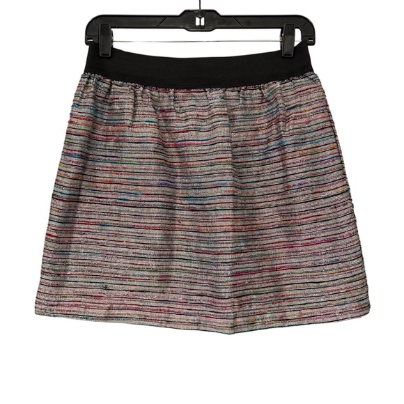 EIGHT SIXTY Metallic Holiday Party Silk Blend Mini Skirt - Picture 3 of 14